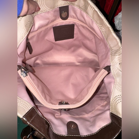 Coach 2012 Ashley Dotted Op Art Convertible Satchel Shoulder Bag Beige EUC - Picture 14 of 16